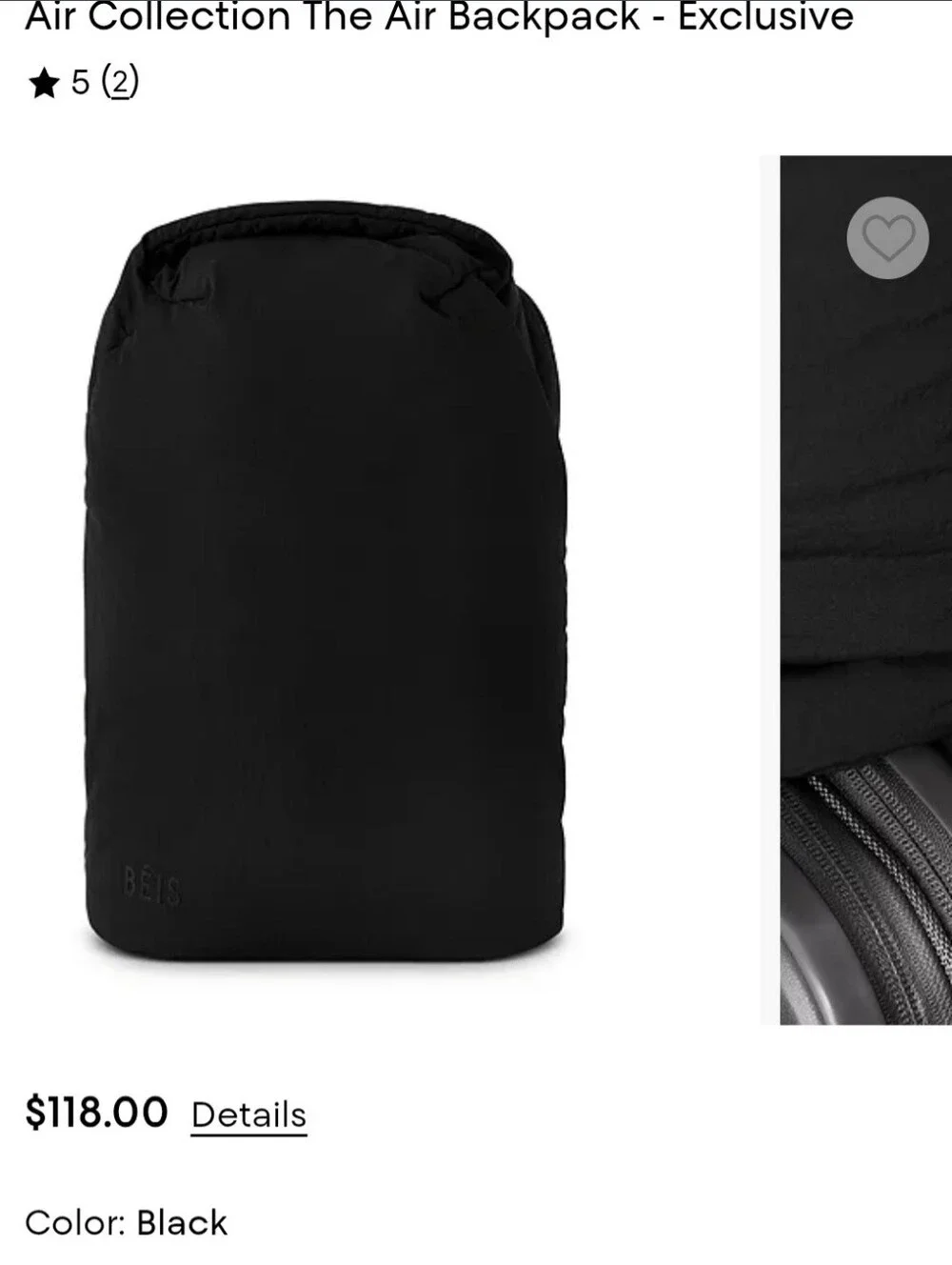Beis Air Backpack In Black